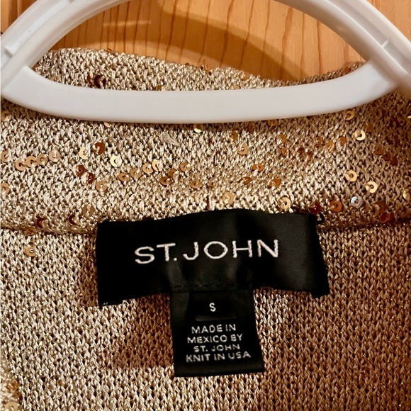 St John Gold Textured Blazer Size Small Modest Church Glam Gift Old Money Preppy - Picture 12 of 16